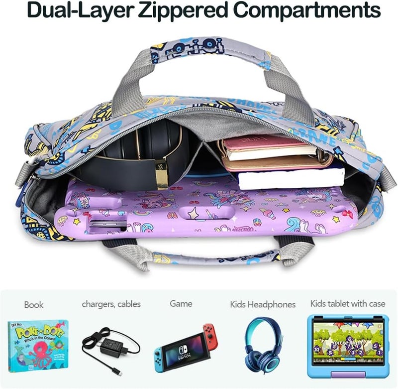 FunnyWin Kids Tablet Bag for Boy Girl Toddler Carrying Tablet Sleeve Carrying with Handle Shoulder Strap 13 inch - Image 4